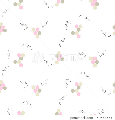 Seamless pattern with honey cells and dots texture vector. 59354363