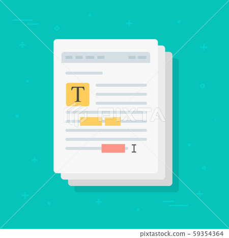 Text file or document content editing vector icon, flat cartoon creating or writing electronic 59354364