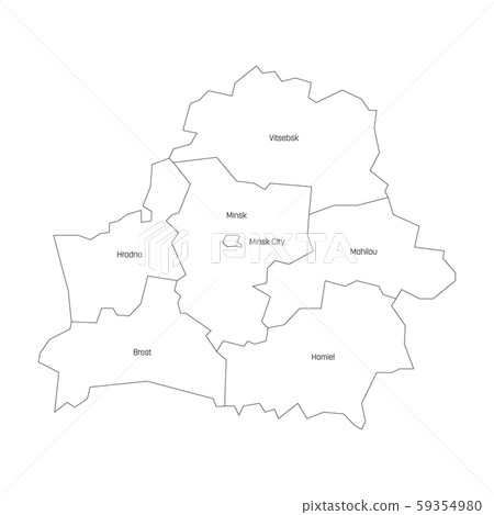 Regions of Belarus. Map of regional country administrative divisions. Colorful vector illustration Regions of Belarus. Map of regional country administrative divisions. Colorful vector illustration 59354980