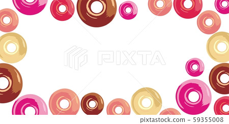 Sweet donuts frame isolated on white background. Vector illustration for culinary design. Holiday Sweet donuts frame isolated on white background. Vector illustration for culinary design. Holiday 59355008