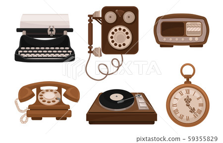 Set Of Retro Vintage Household Appliances And Mechanismes Vector Illusration 59355829