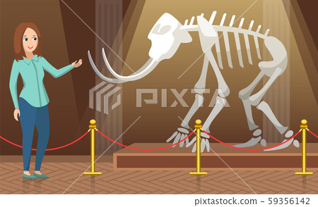 Teacher Showing Mammoth Skeleton in Museum Vector Teacher Showing Mammoth Skeleton in Museum Vector 59356142