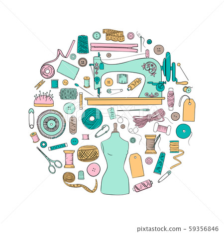 Sewing set in bauble shape. Threads, pins, 59356846