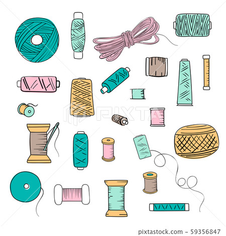 Sewing threads as a multicolored background close 59356847