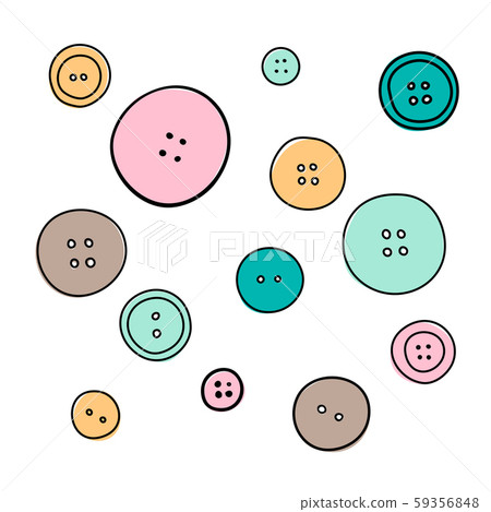 The big set of various buttons on the white. 59356848