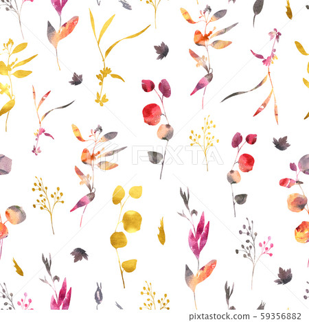 Watercolor wedding seamless pattern with wild - Stock Illustration ...