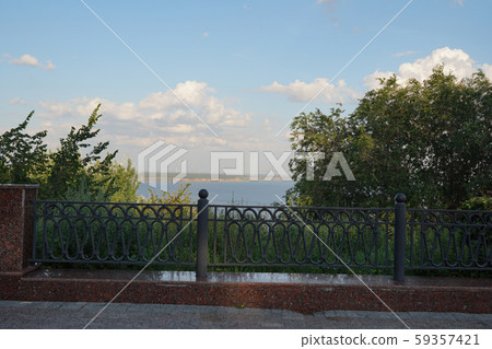 Stone path in the summer park. Green city park. Stone path in the summer park. Green city park. 59357421