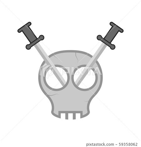 Comic skull with swords 59358062