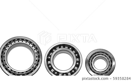 Different types of automotive bearings isolated on white background Different types of automotive bearings isolated on white background 59358284