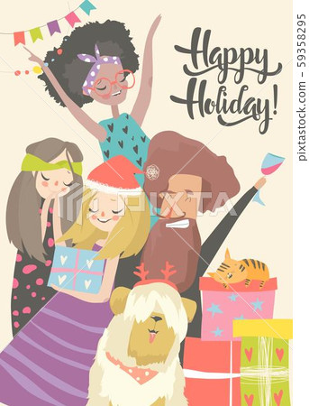 Happy people celebrate an important event. Joyful emotions Happy people celebrate an important event. Joyful emotions 59358295