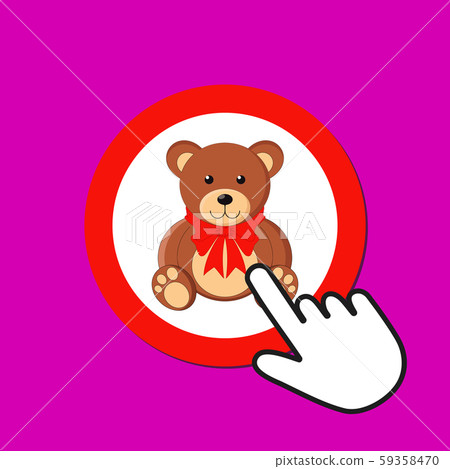Teddy bear with red bow icon. Cute gift concept. - Stock Illustration ...