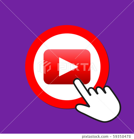 Play button icon. Playing video concept. Hand Play button icon. Playing video concept. Hand 59358478