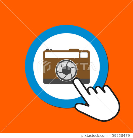 Retro photocamera icon. Making photo concept. Hand Retro photocamera icon. Making photo concept. Hand 59358479