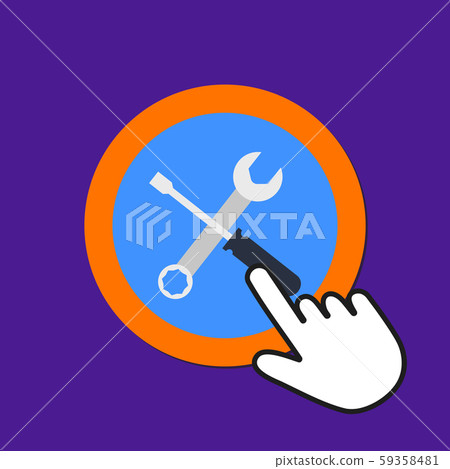 Wrench with screwdriver icon. Repair concept. Hand Wrench with screwdriver icon. Repair concept. Hand 59358481
