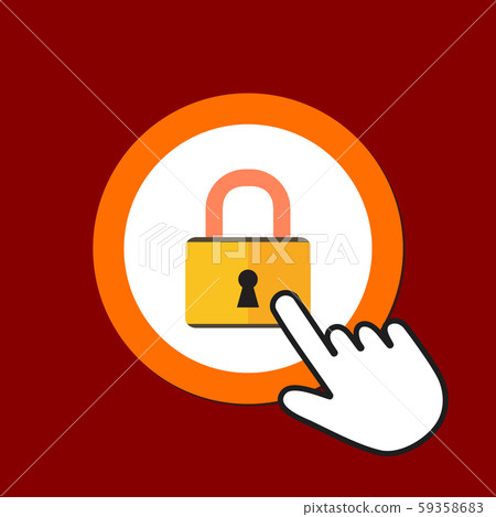 Lock icon. Security concept. Hand Mouse Cursor - Stock Illustration ...