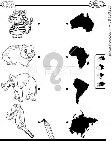 Download Match Animals And Continents Game Coloring Book Stock Illustration 59359227 Pixta