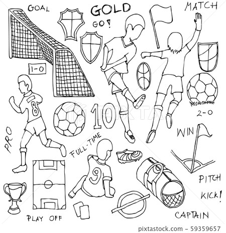 Hand drawn Sketch doodle vector line Soccer - Stock Illustration ...