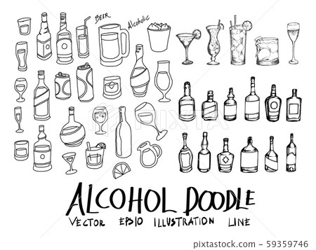 Set Of Vector Alcohol Doodle Drawing Icon Stock Illustration 59359746 Pixta It works, for the most part, but if it's too heavy an application of alcohol ink, it can start to remove the fixatif. https www pixtastock com illustration 59359746