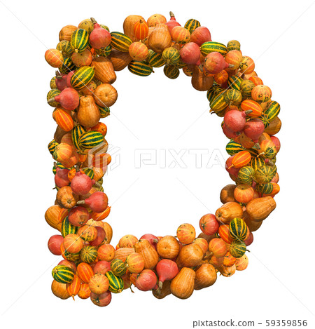 Pumpkins font, letter D from squashes Pumpkins font, letter D from squashes 59359856