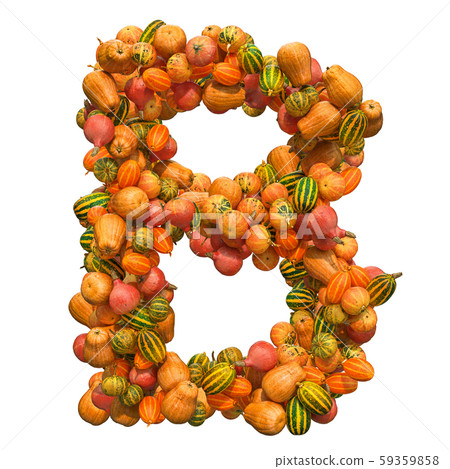 Pumpkins Font, Letter B From Squashes - Stock Illustration [59359858 ...