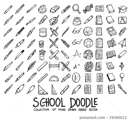 Set of School icons Drawing illustration Hand 59360012