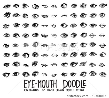 Set of Eye-Mouth icons Drawing illustration Hand 59360014
