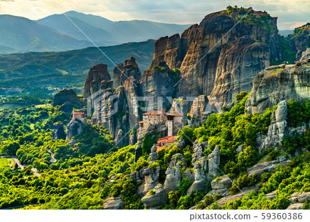 Monasteries of Roussanou, Saint Nicholas Anapafsas and Transfiguration of Christ at Meteora in Monasteries of Roussanou, Saint Nicholas Anapafsas and Transfiguration of Christ at Meteora in 59360386
