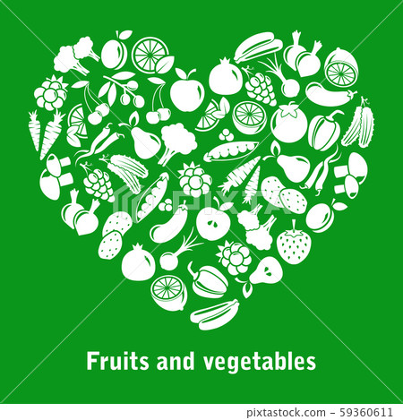 vector heart made of fruits and vegetables 59360611