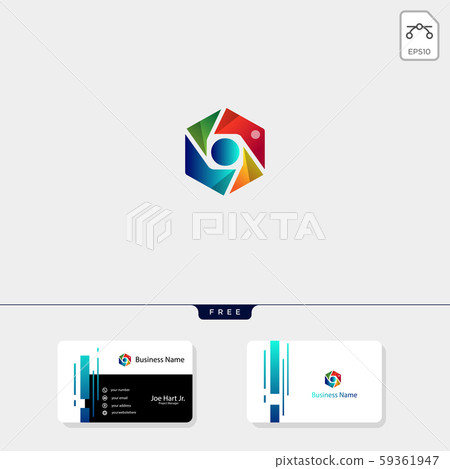 photography hexagon logo template, business card - Stock Illustration ...
