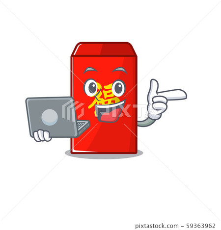 red envelope isolated with bring laptop with the cartoon red envelope isolated with bring laptop with the cartoon 59363962