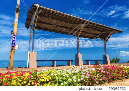 愛媛縣伊予市下灘站的夏日風景 愛媛縣伊予市下灘站的夏日風景 59364762