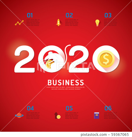 Business Calendar 2020 concept. chinese rat year Business Calendar 2020 concept. chinese rat year 59367065