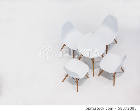 Round Table and chairs white color Minimal Interior decoration Round Table and chairs white color Minimal Interior decoration 59372093