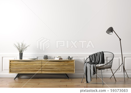 Interior of living room with armchair and wooden 59373083