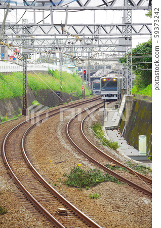 在新龍岡站附近行駛的火車 59373242