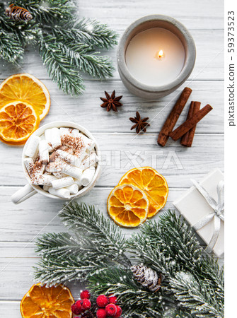 Christmas composition with hot chocolate and Christmas composition with hot chocolate and 59373523