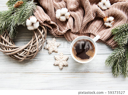 Christmas composition with cookies and coffee Christmas composition with cookies and coffee 59373527