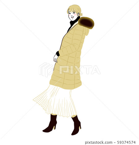 Young woman wearing a down coat 59374574