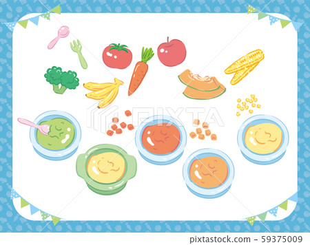 嬰兒食品成分。成分和糊狀的嬰兒食品。 59375009