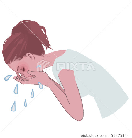 Illustration of profile of woman washing face Illustration of profile of woman washing face 59375394