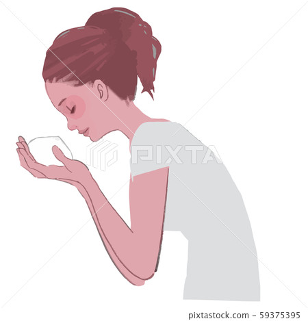 Illustration of a woman washing face with foam Illustration of a woman washing face with foam 59375395