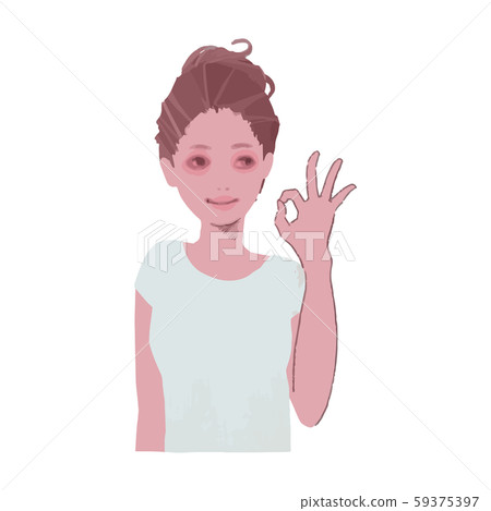 一個女人做一個好的跡象的插圖 一個女人做一個好的跡象的插圖 59375397