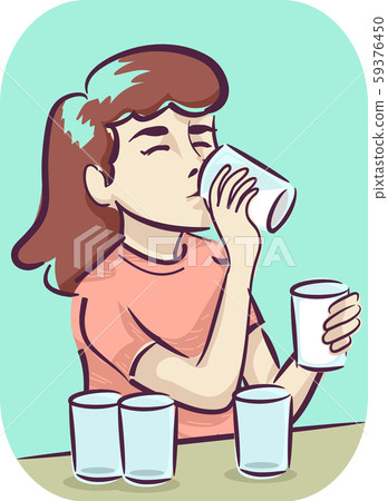 Girl Symptom Increased Thirst Illustration 59376450