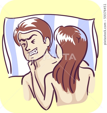 Couple Man Painful Ejaculation Sex Illustration 59376451