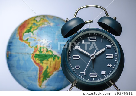 Traditional round alarm clock with bells 59376811