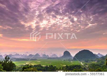 Guilin, China karst mountain landscape. 59377361