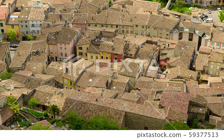 View of the roofs of the town of Crest, Drome, View of the roofs of the town of Crest, Drome, 59377513