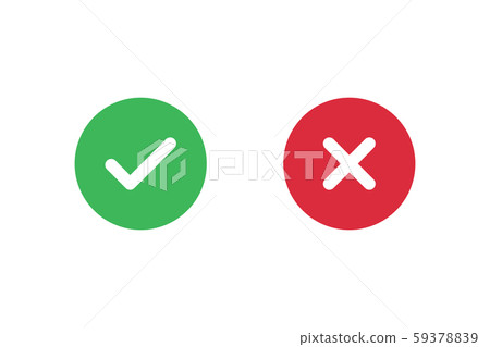 Checkmark X symbols on white isolated background. Checkmark X symbols on white isolated background. 59378839