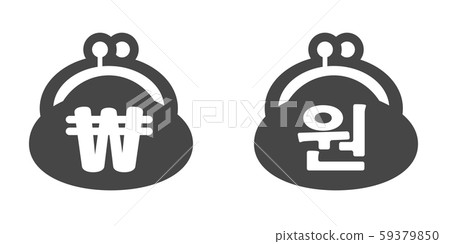 圖像素材：簡單可愛的韓國貨幣“₩/원/韓元”標記 59379850