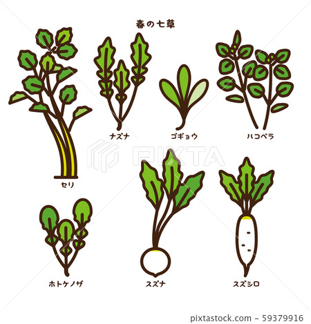 Kisetsuiroiro Spring Of Seven Herbs Stock Illustration